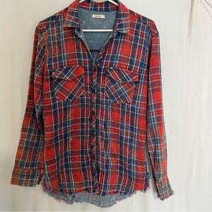 Sneak Peek, Flannel Long Sleeve Women's Shirt -Sz S